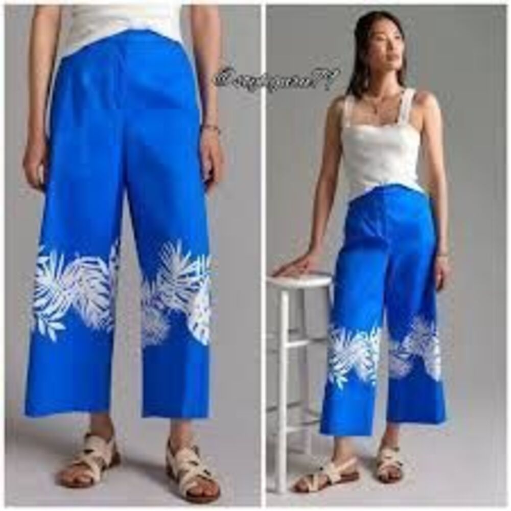 HUTCH/ Anthropologie Palm Frond Wide-Leg Pants